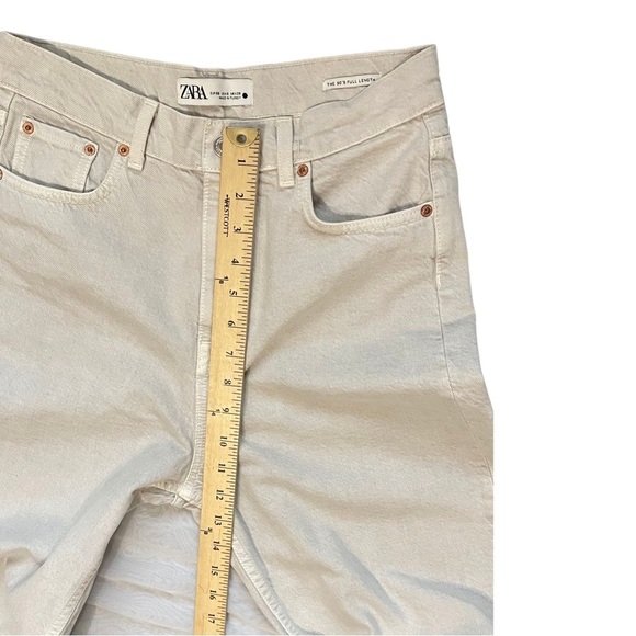 Zara Light Gray Straight Leg Jeans High-Waisted - Picture 6 of 10